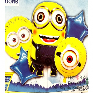 SET DE GLOBOS METALIZADO MINIONS 5 UNIDADES X 1